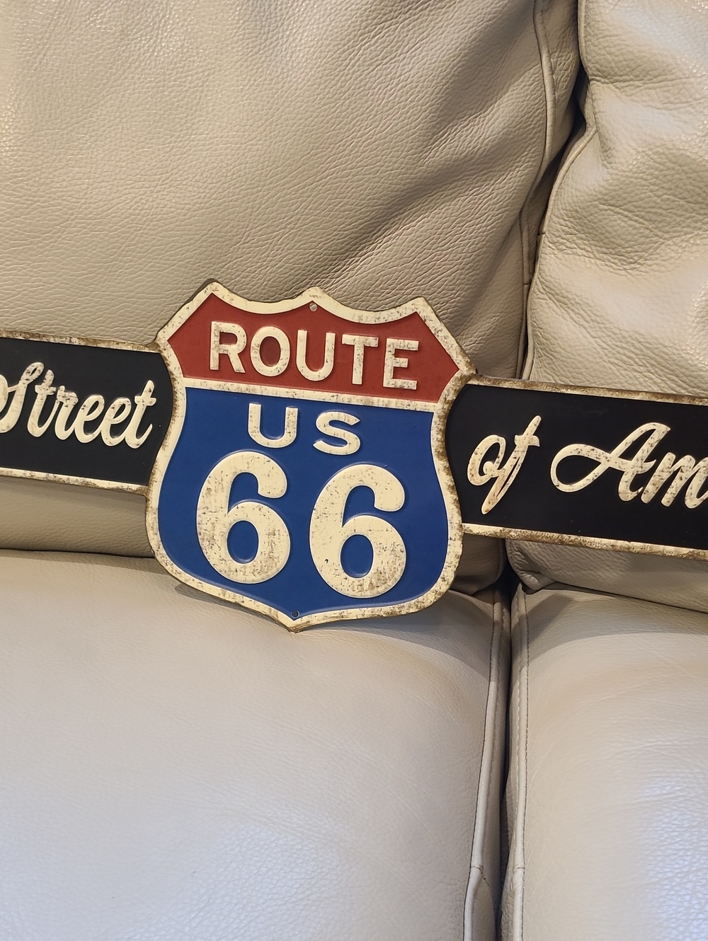 Open Road Brands Route US 66 Shield Wall Sign in Red, Blue, Black, White